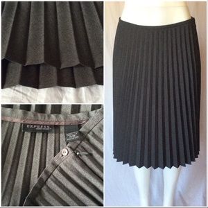 Vintage Express Pleated Midi Skirt Dk. Grey Career